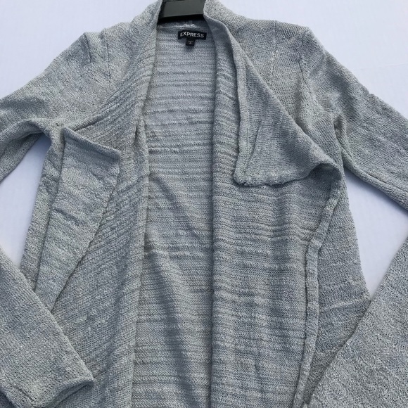 Express metallic silver flyaway knit cardigan S - Picture 3 of 8